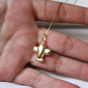 14K Solid Gold Airplane Necklace, Gold Plane Necklace - Travel Lover Gift - Airplane Charm, Yellow Gold Airplane Necklace, Plane Pendant