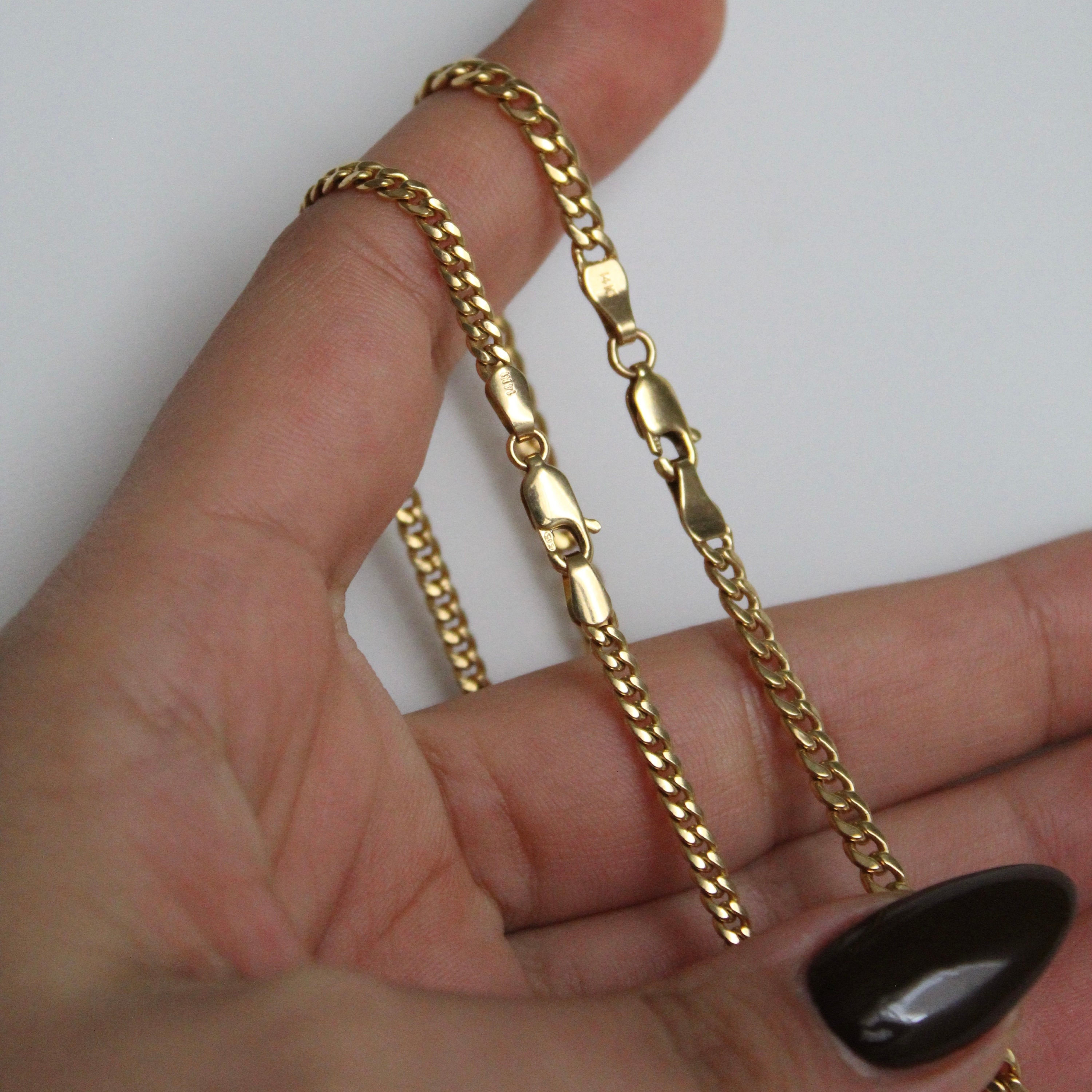 Solid 14K Gold Miami Cuban Chain Necklace - Solid 14KT Gold Solid 14K Gold Miami Cuban Chain Necklace - Solid 14KT Gold