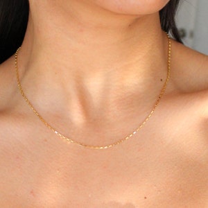 14K Solid Gold Box Chain, 14K Solid Yellow Gold Box Open Link Chain ...