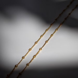 14K Solid Gold Satellite Chain Necklace - Dainty Chain For Women - Real 14K Gold Necklace - Gift for Her