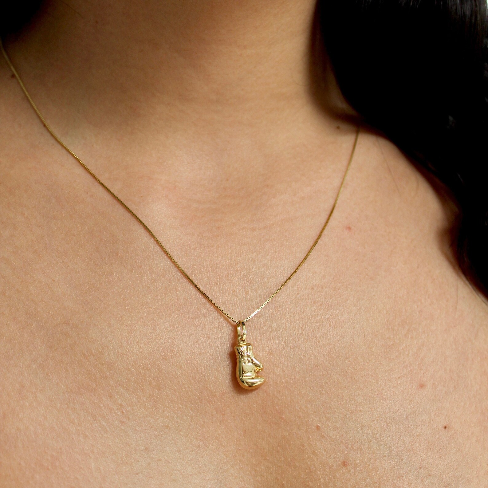 14K Gold Boxing Glove Necklace Real Gold Boxing Glove Etsy