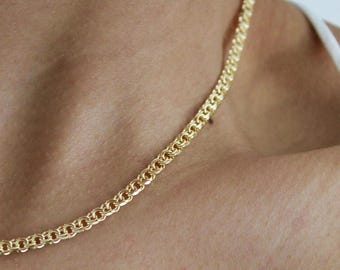 14k Solid Gold Snake Necklace | Handmade Gold Curb Layered Necklace/ Christmas Gift/Unisex Layered Necklace | gift for husband