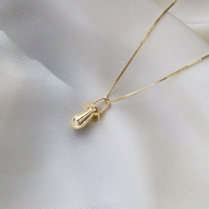 14k Solid Yellow Gold Italian Baby Pacifier Polished Necklace, 14K Gold Baby Pacifier Pendant, 14K Gold Pacifier Necklace, Gift for Baby