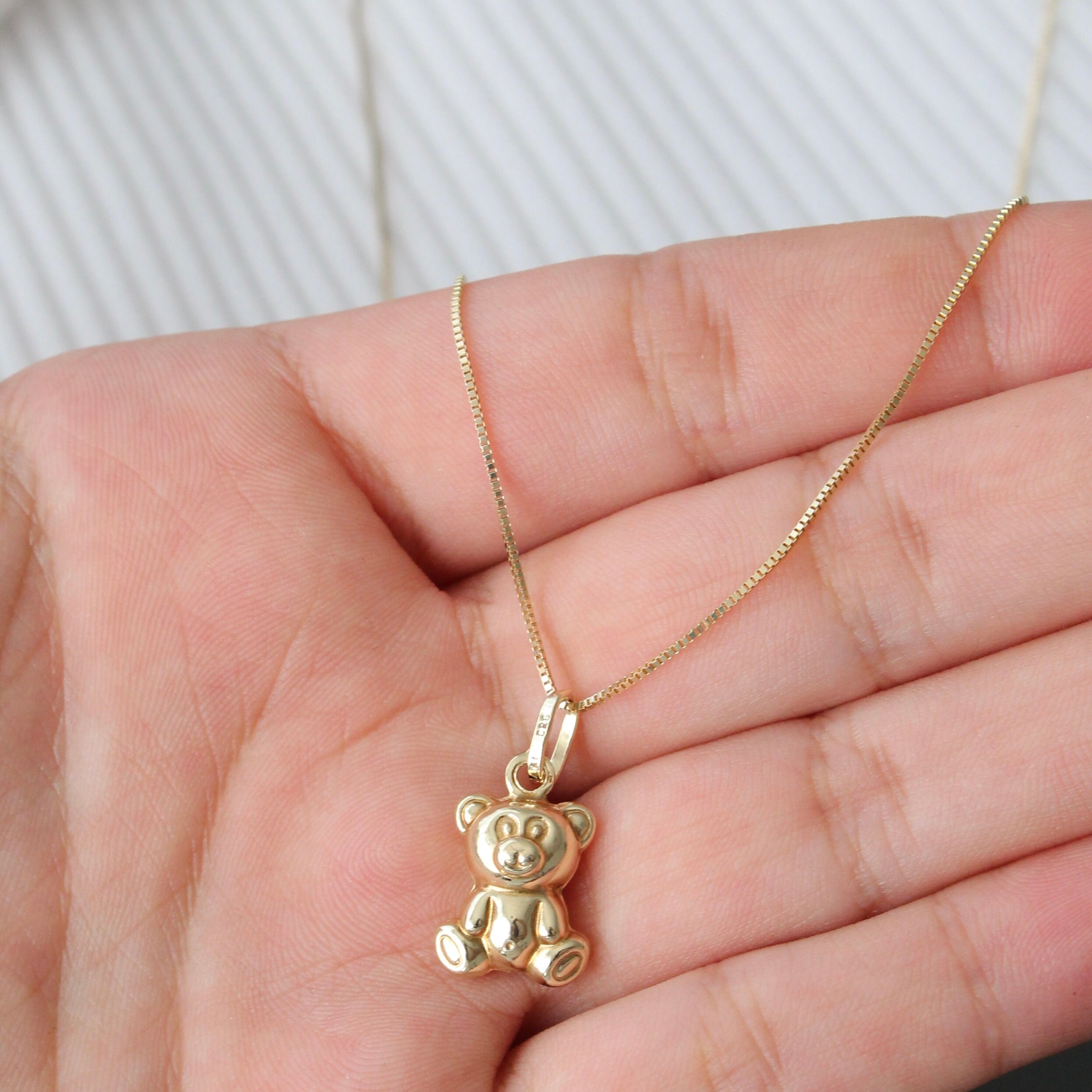 14K ゴールド テディベア ネックレス - 新生児ギフト - 親友への
