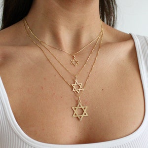 14k Yellow Gold Jewish Star Of David Necklace, 14k Gold Star of david Pendant, bring them home, bring them home, Magen david necklace charm