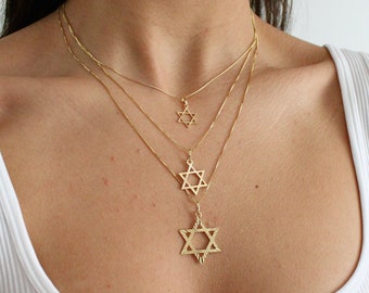 14k Yellow Gold Jewish Star Of David Necklace, 14k Gold Star of david Pendant, bring them home, bring them home, Magen david necklace charm