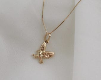 14K Solid Gold Eagle Necklace, 14k Real Solid Gold American Eagle, Layered necklace, Minimalist Jewelry, Gold chain, Necklaces for women