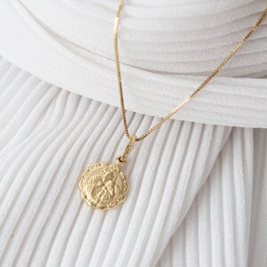 14k Yellow Gold Mini Communion Religious Necklace Medal Round, 14k Yellow Gold Communion &quot;Ricordo della Comunione&quot; Medal From Italy, Medal