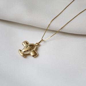 14K Solid Gold Airplane Necklace, Gold Plane Necklace - Travel Lover Gift - Airplane Charm, Yellow Gold Airplane Necklace, Plane Pendant