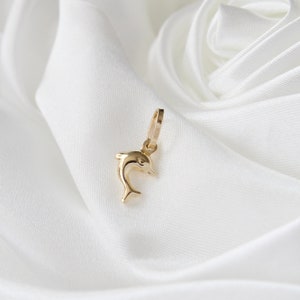 14K Solid Gold Dolphin Pendant, Fish Luck Necklace charm, 14K Yellow Gold Dolphin Pendant, Gift For Animal Lovers, Sea Animal Luck Necklace