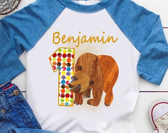 Brown Bear Iron On Transfer Image I Birthday Party Iron On Shirt I First Birthday I Boy I Brown Bear Birthday Clothing I Party Outfit I DIY