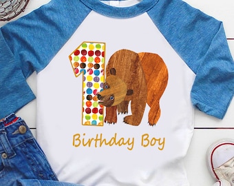 Brown Bear Iron On Transfer Image I Birthday Party Iron On Shirt I First Birthday I Boy I Brown Bear Birthday Clothing I Party Outfit I DIY