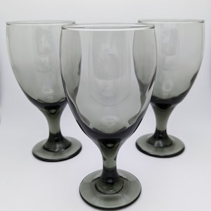3 Vintage Libbey Classic Rauchgrau Weingläser