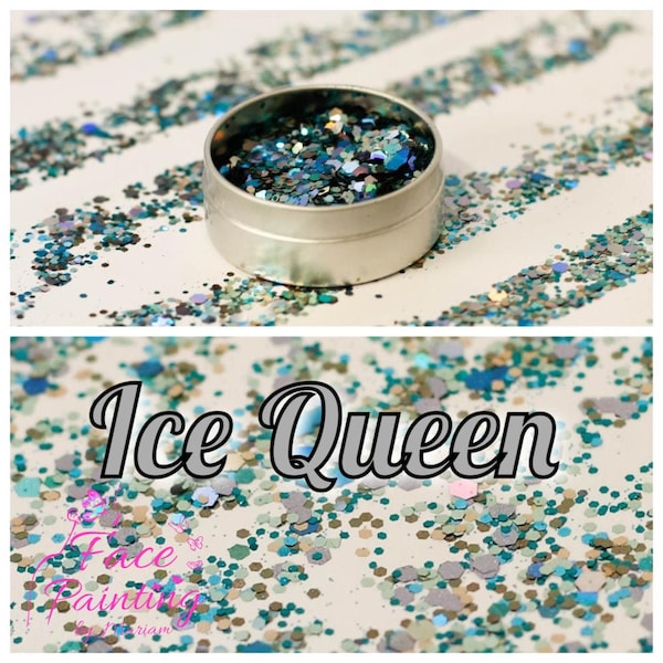 ICE QUEEN Chunky Glitter Mix. Blue/silver/white/icy/snow/frozen/frost/winter/Christmas.