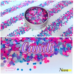 NEON Pink/NEON Blue/White Chunky Festival Glitter Mix ‘CANDI’. Glow, Fluorescent, Bright, Vibrant, Colourful, Mermaid, Unicorn, Rainbow