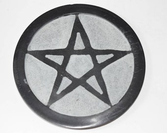 Nirvana Class Soapstone Pentacle Altar Tile Round Shape Altar for Home Decor