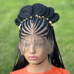 ElegantWigs 30&quot; Black Cornrow Braided Ponytail Made on a Full Lace Wig *Ready To Ship* *Just As Pictured*