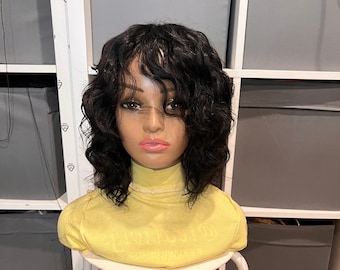 ElegantWigs 10"  Curly Human Hair With Bangs Wig *Just as Pictured* *Ready To Ship*