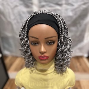 ElegantWigs 12&quot; Gray Headband Braided Curly Wig *Just As Pictured*