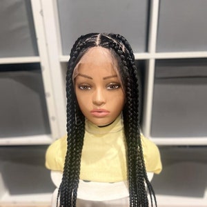 ElegantWigs 20&quot; Black Jumbo Box Braided Wig With Triangle Parts Handmade On a Full lace Wig *Ready To Ship* *Just As Pictured*