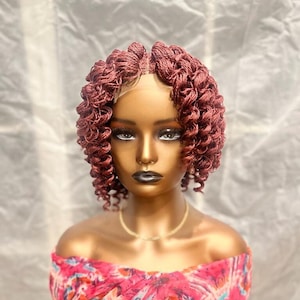 ElegantWigs Burgundy Braided Micro Curly Twist Wig *Ready To Ship* *Just As Pictured*