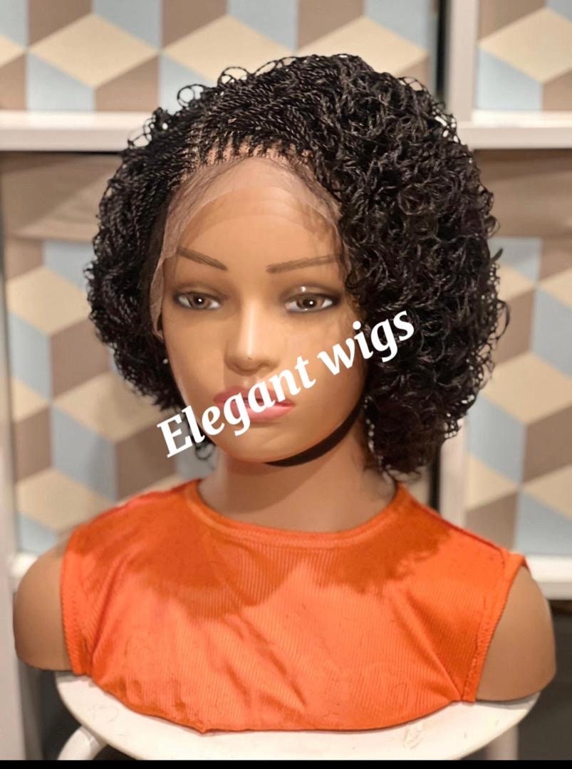 Handmade Black Braided Micro Twist Wig: 14 Inch Full Lace Wig - Etsy
