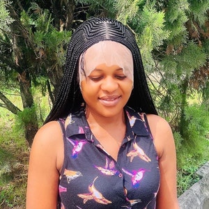 ElegantWigs 26&quot; Black Cornrow box  Braided wig .Made on a Full Lace Wig .wig for black women.