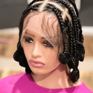 Handmade Black Braided Wig: 12&quot; Knotless Braids, Full Lace