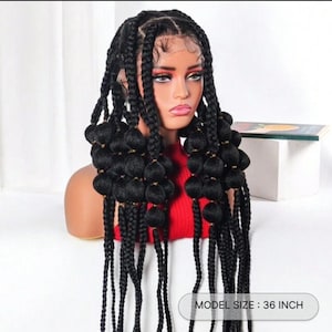 ElegantWigs. Handmade braided bantu wig. Made on a full lace wig. Length is 34 inches. Wigs for black women. Beautiful.