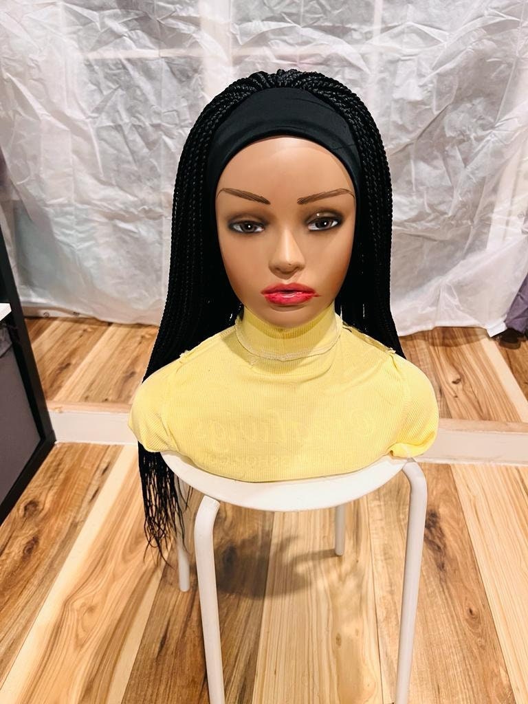 ElegantWigs 22" Black Headband Braided Wig .box braids.Ready To Ship* *Just As Pictured*