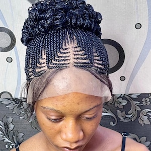 ElegantWigs Black Handmade Braided PonyTail Bun Wig Made on a Full Lace Wig *Just As Pictured* *Ready To Ship*