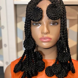 ElegantWigs 16”Black Braided Wig  cornrow made on a Full Lace wig.Bantu braids . Wig for black women*Ready To Ship* *Just As Pictured*
