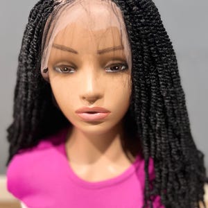 ElegantWigs 18” Braided kinky twist wig. Made on a full lace wig. Lightweight Women wig. Color Black.