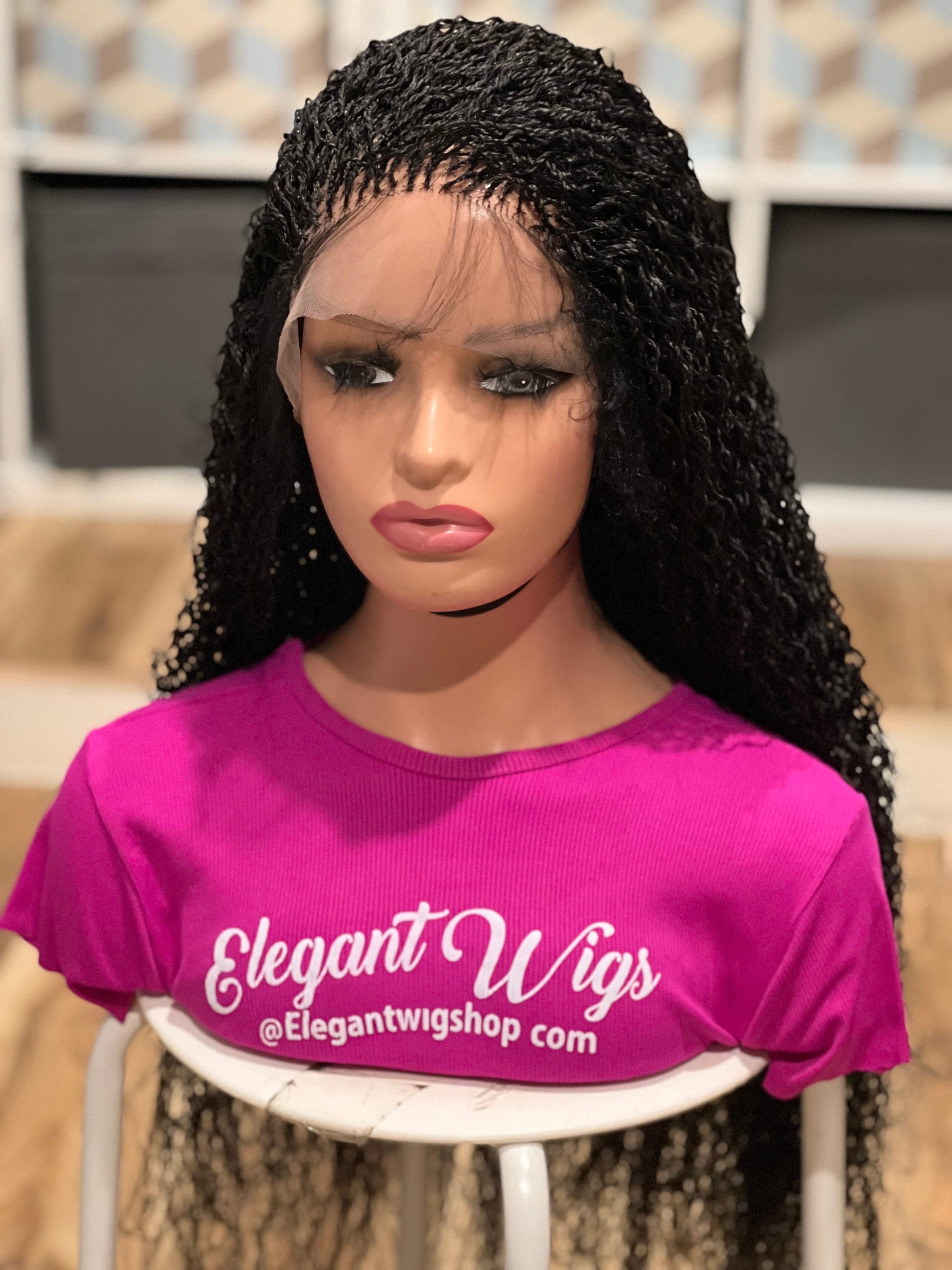 Elegant Black Handmade Full Braided Wig Sleek black Braided wig Africa main image 3