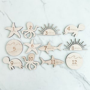 Baby Sea Animals Baby Milestone Marker Sea Animal Nursery Animal Milestone Cards Ocean Baby Gift Sea Animals New Baby Milestone Ocean Life