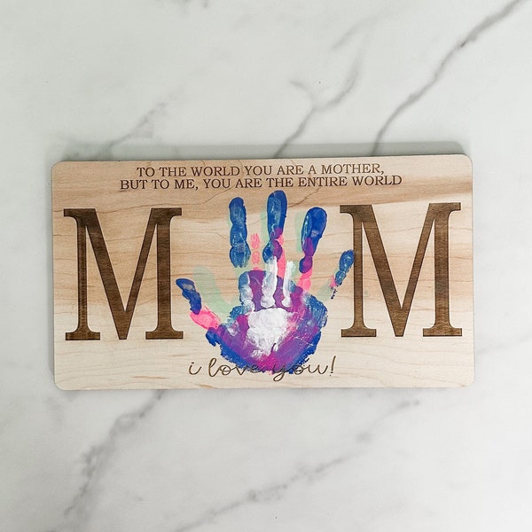 DIY Mom Handprint Art Sign Gift Mothers Day Gift for Mom Handprint Art DIY Hand Print Mothers Day Sign Handprint Art Personalized Gift