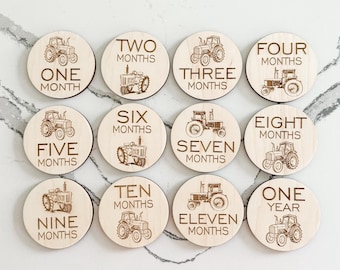 Tractor Milestone Cards: Farm Baby Photo Props, Monthly Markers