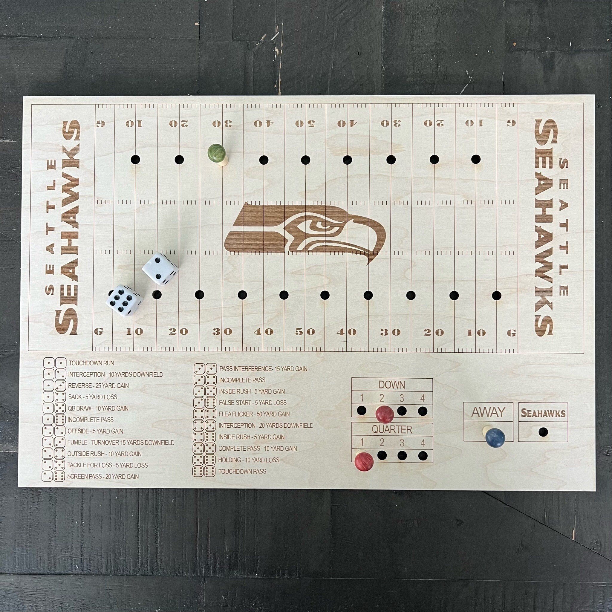 Custom Football Board Game Dice and Pegs Football Game Day Board Game Sports Board Game Family Game Night Football Dice Game Board for Kids
