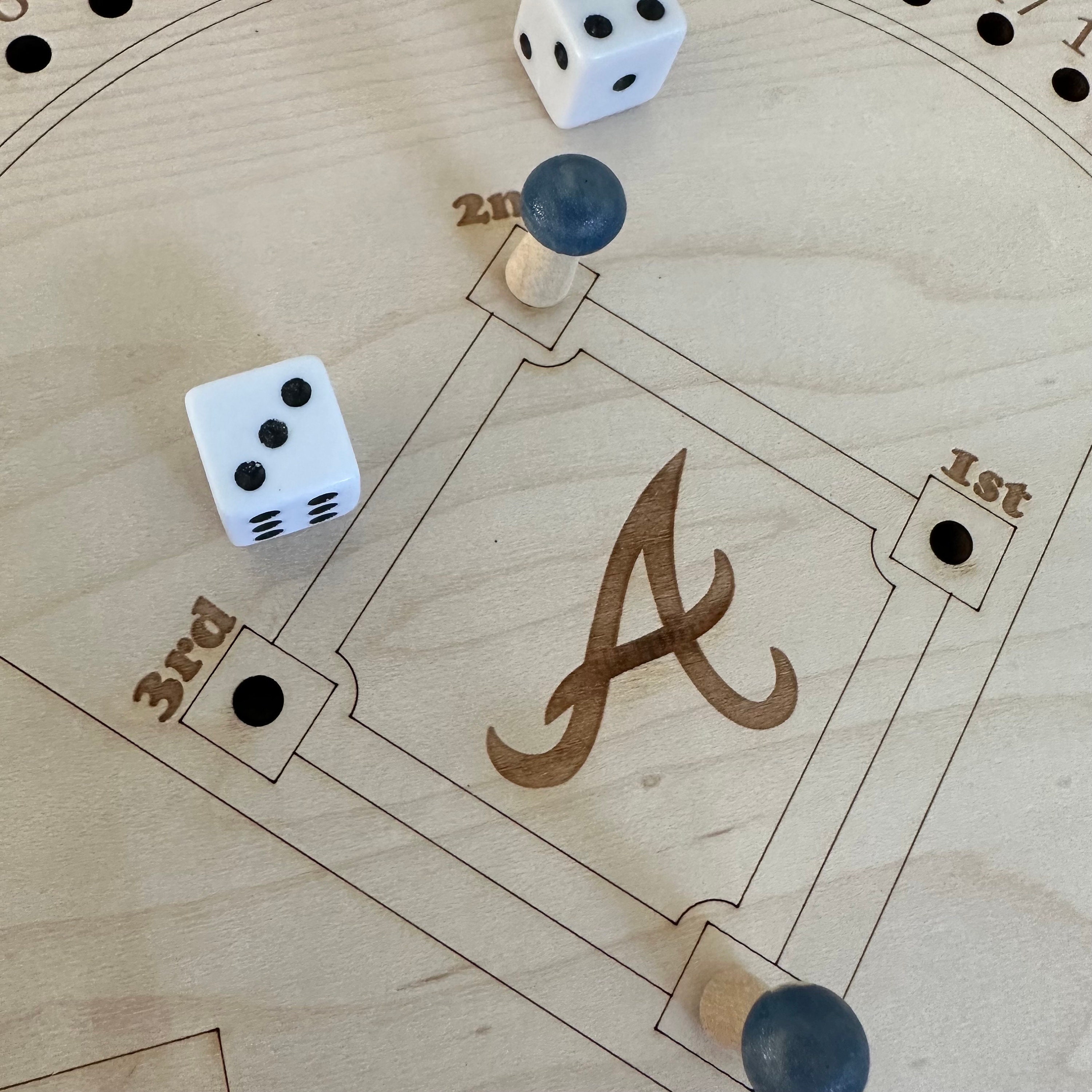 Custom Baseball Board Game Dice Baseball Game Night Family Fun Board Game Baseball Dice Board Game Dice and Pegs Baseball Game Wood Baseball