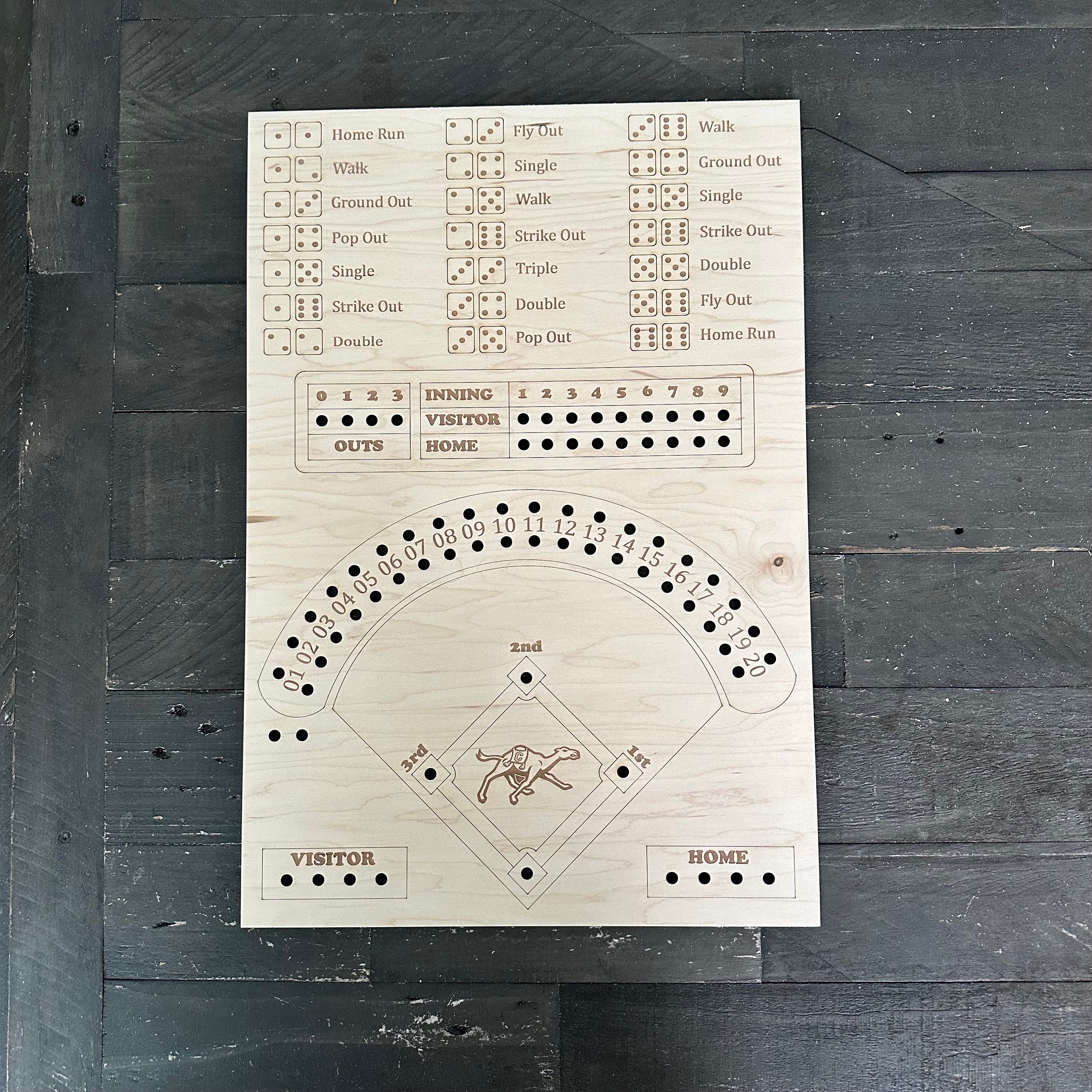Custom Baseball Board Game Dice Baseball Game Night Family Fun Board Game Baseball Dice Board Game Dice and Pegs Baseball Game Wood Baseball