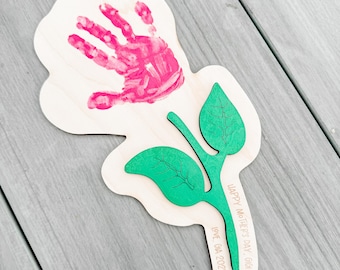 Flower Handprint Art Craft Mother's Day Keepsake Gift from Child First Mother's Day Gift Kid's Craft Grandma Gift DIY Hand Print Flower