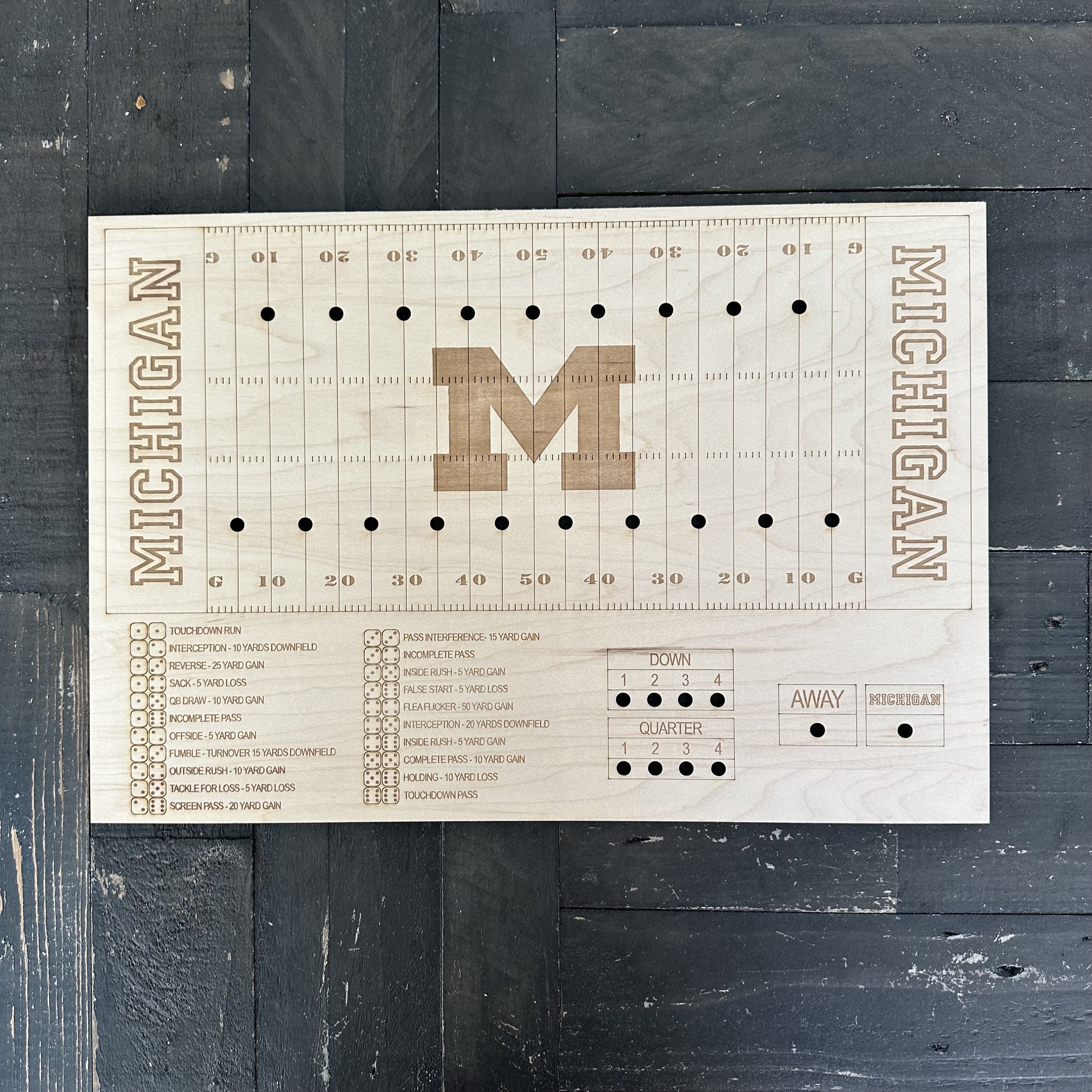 Custom Football Board Game Dice and Pegs Football Game Day Board Game Sports Board Game Family Game Night Football Dice Game Board for Kids