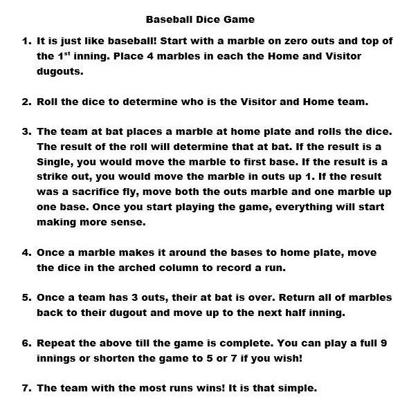 Custom Baseball Board Game Dice Baseball Game Night Family Fun Board Game Baseball Dice Board Game Dice and Pegs Baseball Game Wood Baseball