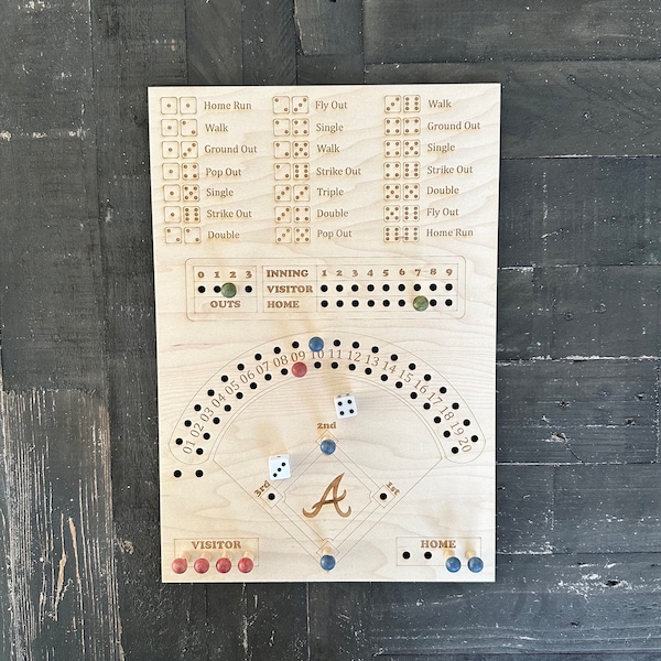 Custom Baseball Dice Board Game: Family Fun Wood Baseball