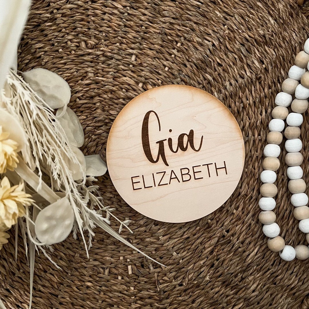 Baby Name Round Sign Newborn Name Wood Sign Baby Etsy Australia