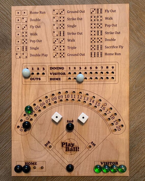 Baseball Dice Board Game Dice and Marbles Board Game Etsy