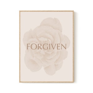 Forgiven | Bible Wall Art | Inspirational Quotes | Scriptural Wall Art| Contemporary| Farmhouse Decor | Neutral Art | Home Decor
