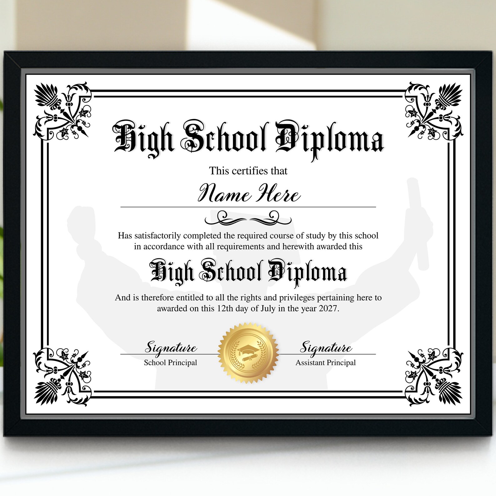 High School Diploma Template, Printable Editable Home School Diploma ...
