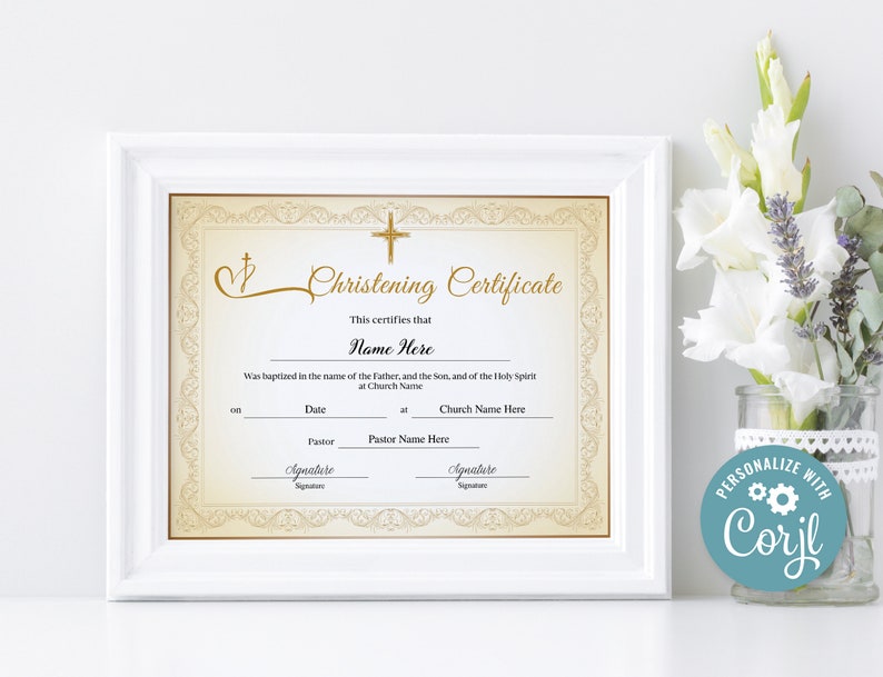 Christening Certificate Template Baptism Holy Spirit Certificate Gold Christening Certificate Template Baptism Holy Spirit Certificate Gold
