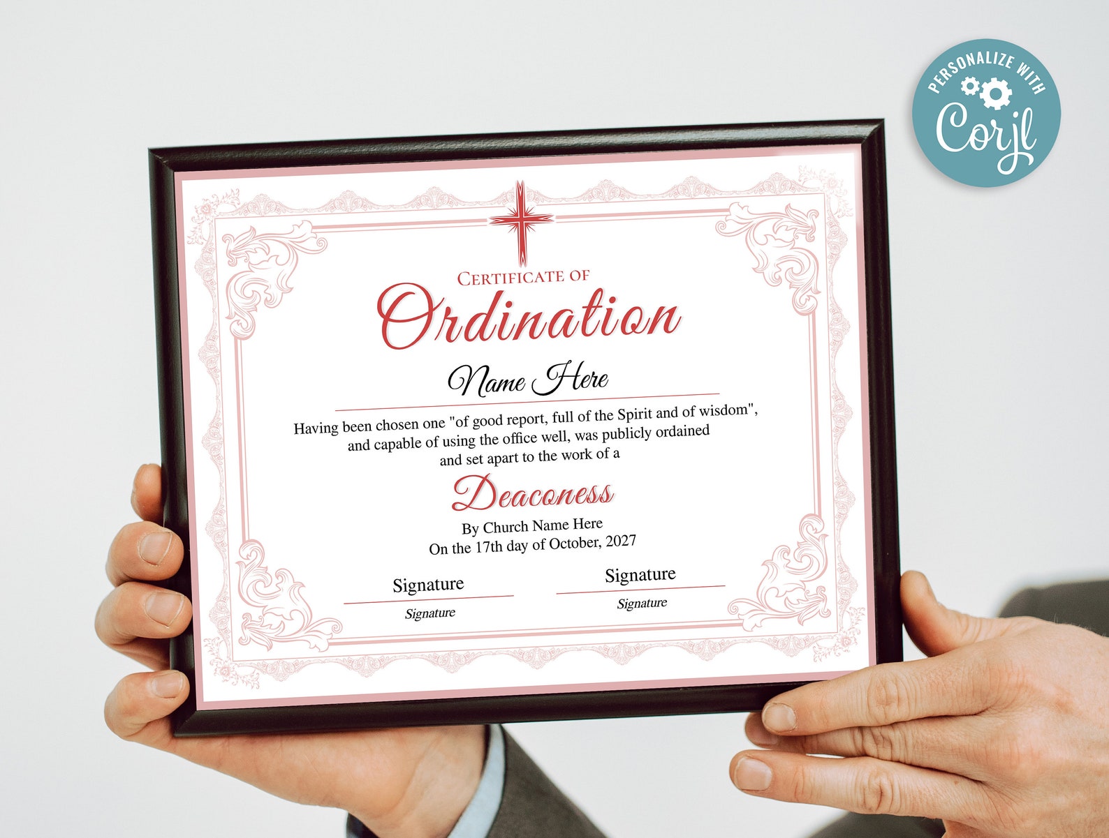 Deaconess Ordination Certificate, Printable Editable Certificate of ...